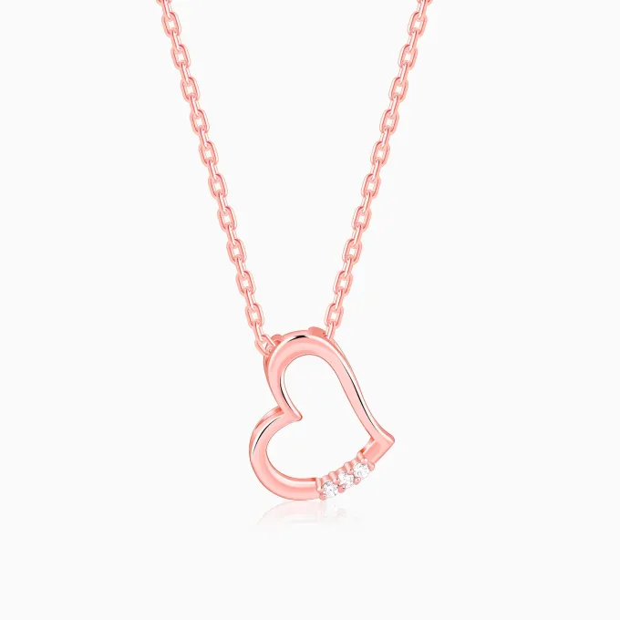 Rose Gold Deeper Love Pendant With Link Chain
