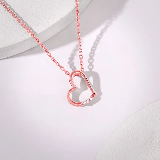 Rose Gold Deeper Love Pendant With Link Chain