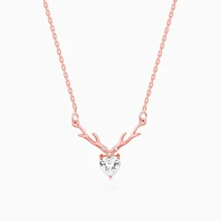Rose Gold Deer Heart Necklace