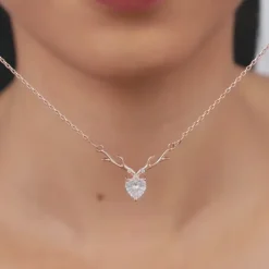 Rose Gold Deer Heart Necklace
