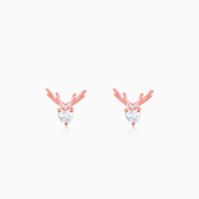 Rose Gold Deer Sparkle Earrings