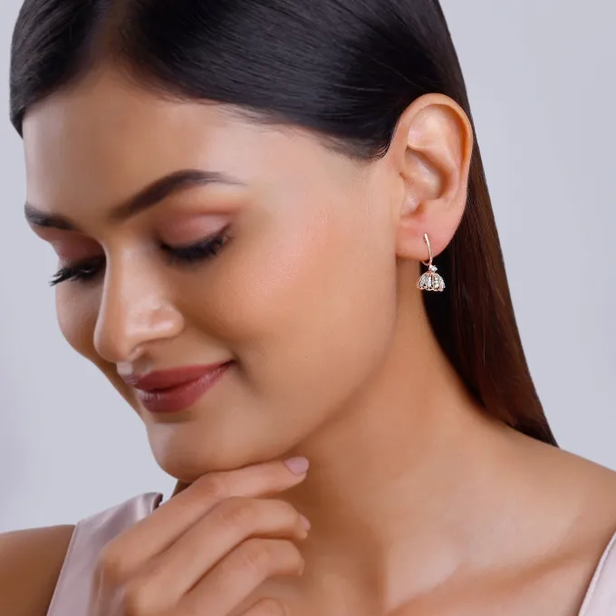 Rose Gold Diamond Jhumki Earrings