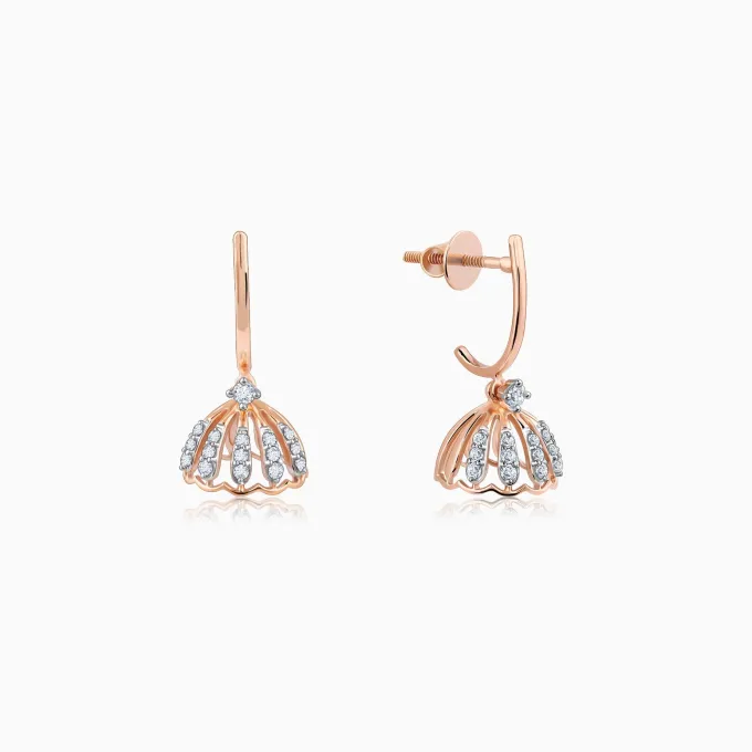 Rose Gold Diamond Jhumki Earrings