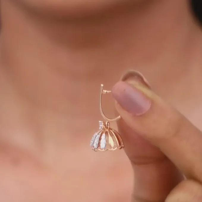 Rose Gold Diamond Jhumki Earrings