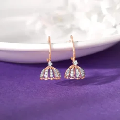 Rose Gold Diamond Jhumki Earrings