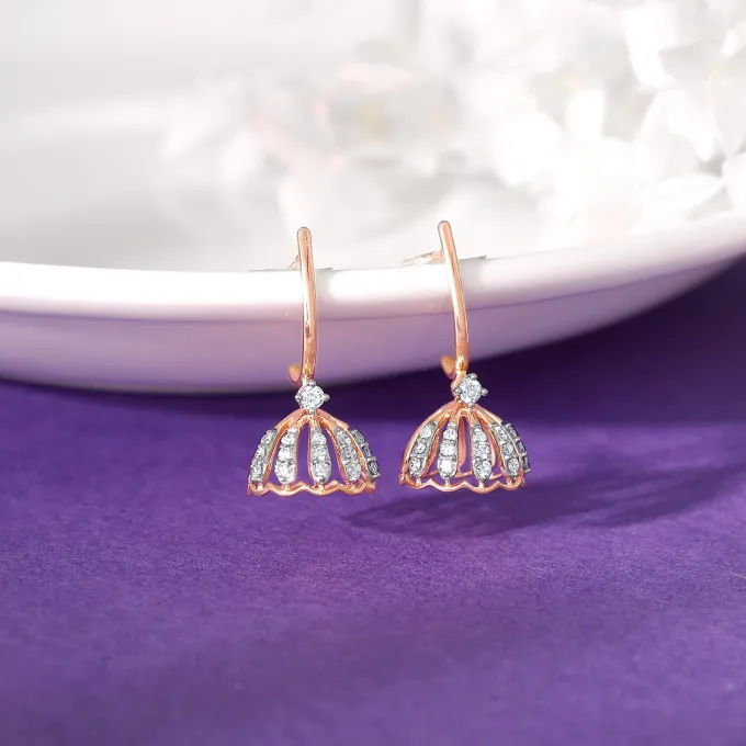 Rose Gold Diamond Jhumki Earrings