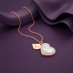 Rose Gold Dil Pendant With Link Chain