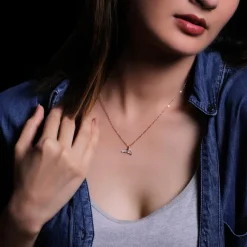 Rose Gold Dolphin Tail Necklace with Link Chain