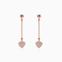 Rose Gold Dotted Heart Danglers