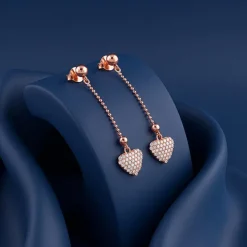 Rose Gold Dotted Heart Danglers