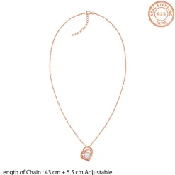 Rose Gold Double Heart Solitaire Pendant with Link Chain