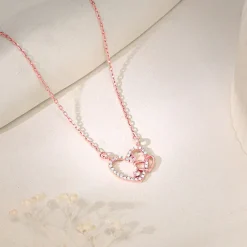 Rose Gold Double the Love Pendant with Link Chain
