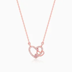 Rose Gold Double the Love Pendant with Link Chain
