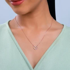 Rose Gold Double the Love Pendant with Link Chain