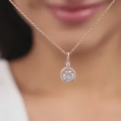 Rose Gold Drizzle Drop Pendant With Link Chain