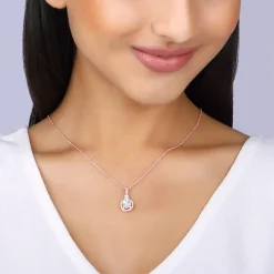 Rose Gold Drizzle Drop Pendant With Link Chain
