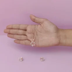 Rose Gold Drop Wreath Pendant Set