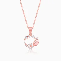 Rose Gold Drop Wreath Pendant With Link Chain