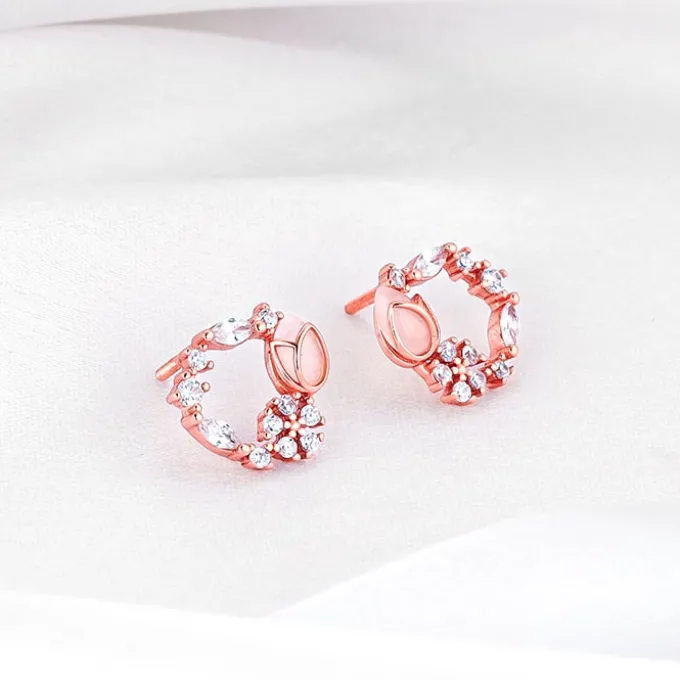 Rose Gold Drop Wreath Studs
