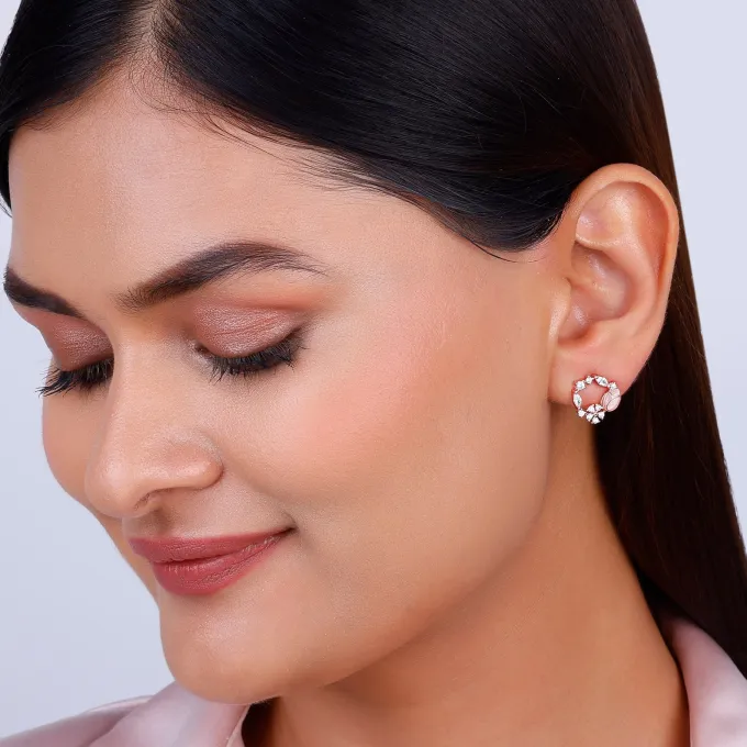 Rose Gold Drop Wreath Studs