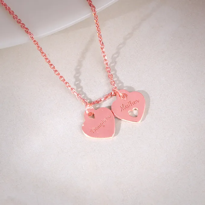 Rose Gold Dual Heart Name Personalised Necklace