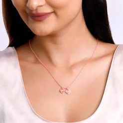 Rose Gold Dual Heart Name Personalised Necklace