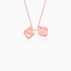 Rose Gold Dual Heart Name Personalised Necklace