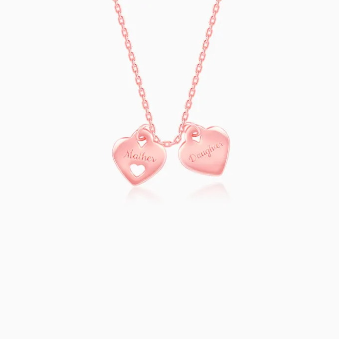 Rose Gold Dual Heart Name Personalised Necklace