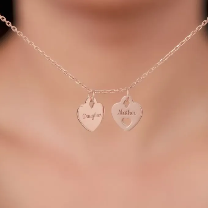 Rose Gold Dual Heart Name Personalised Necklace