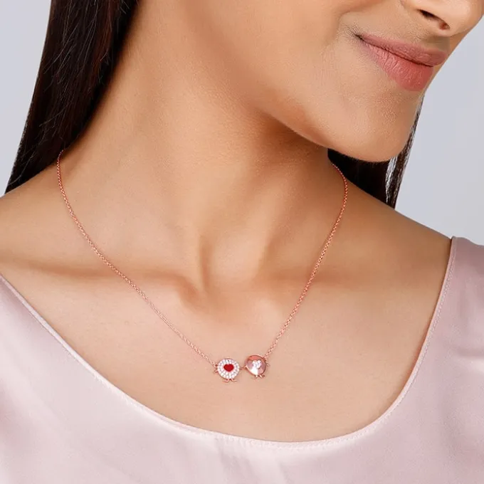 Rose Gold Duo Heart Necklace