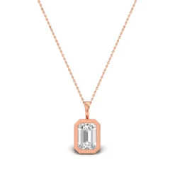 Rose Gold Emerald-Cut Solitaire Diamond Pendant