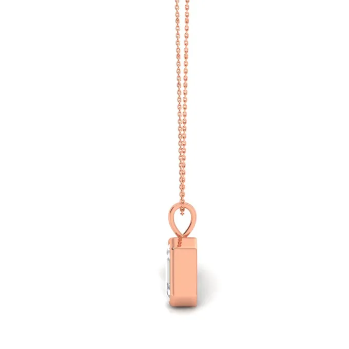 Rose Gold Emerald-Cut Solitaire Diamond Pendant