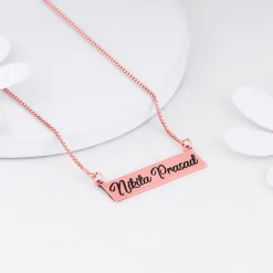Rose Gold Engraved Pendant with Box Chain