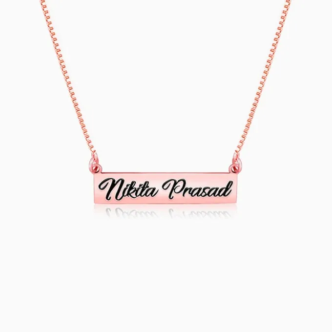 Rose Gold Engraved Pendant with Box Chain
