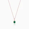 Rose Gold Evergreen Halo Pendant With Link Chain