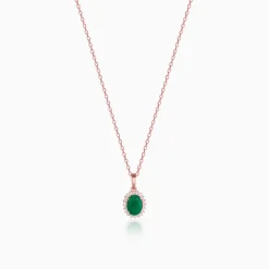 Rose Gold Evergreen Halo Pendant With Link Chain