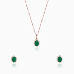Rose Gold Evergreen Halo Set