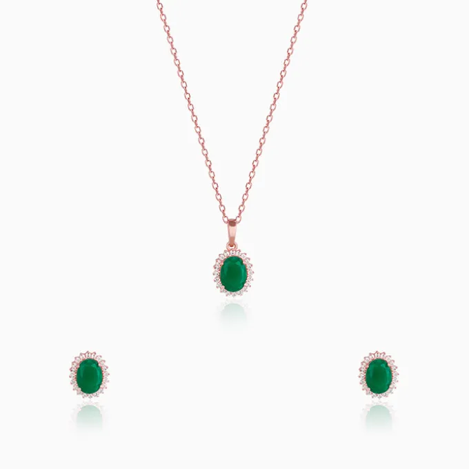 Rose Gold Evergreen Halo Set
