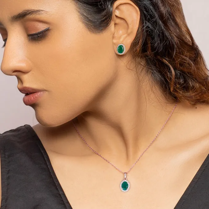 Rose Gold Evergreen Halo Set