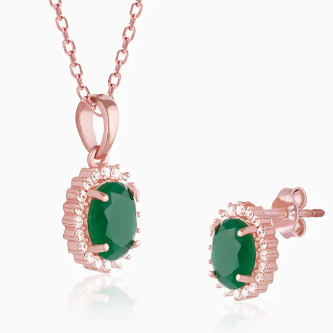 Rose Gold Evergreen Halo Set