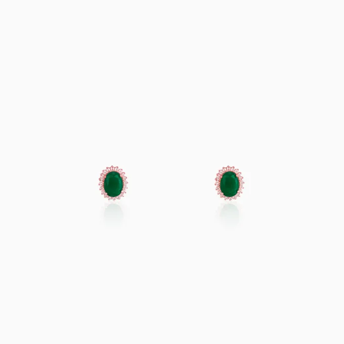 Rose Gold Evergreen Halo Studs