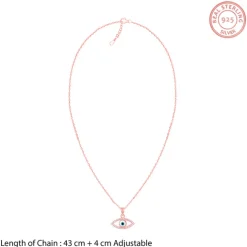 Rose Gold Evil Eye Pendant wiith Link Chain