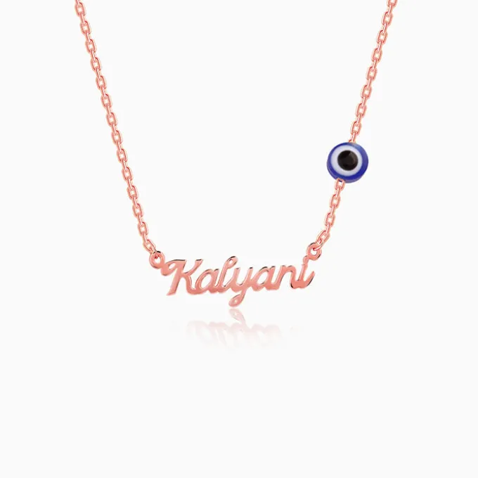 Rose Gold Evil Eye Personalised Name Necklace