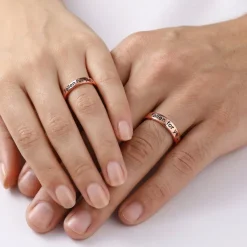 Rose Gold Fallen For You Couple Rings