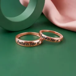 Rose Gold Fallen For You Couple Rings