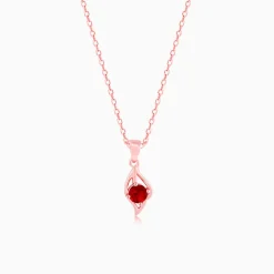 Rose Gold Falling Dew in Red Pendant With Link Chain