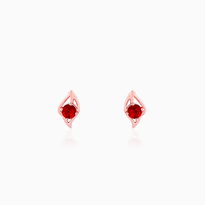 Rose Gold Falling Dew in Red Earrings