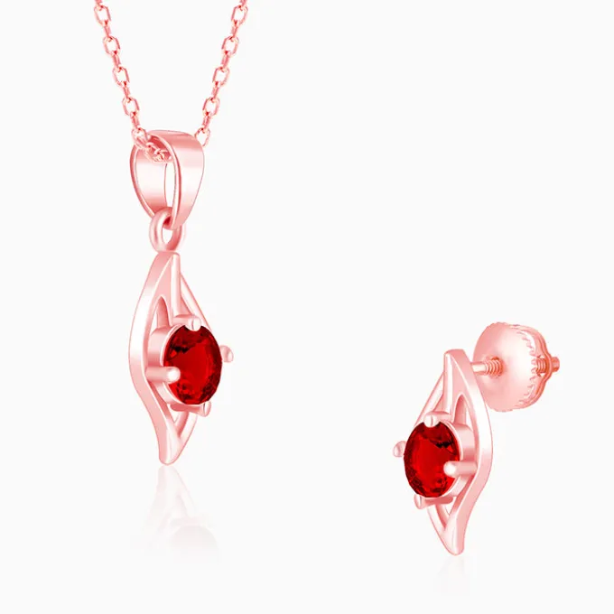 Rose Gold Falling Dew in Red Set