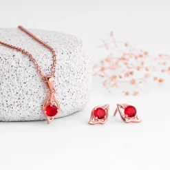 Rose Gold Falling Dew in Red Set