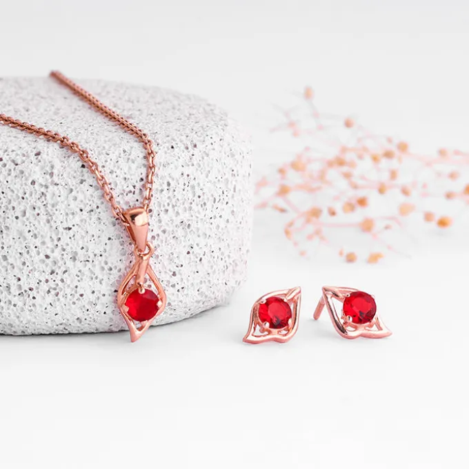 Rose Gold Falling Dew in Red Set